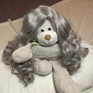 Silver Synthetic Shoulder Length Curly Women's Hair Wig